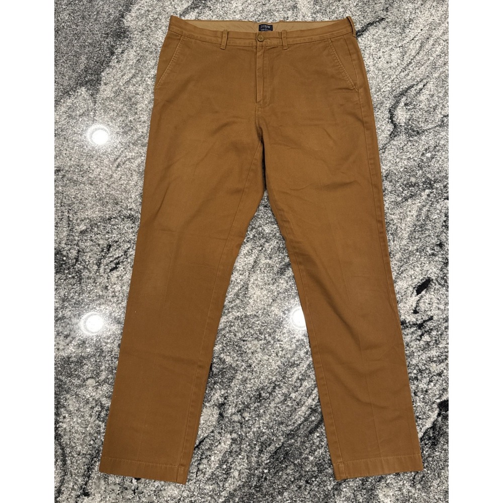J‎ Crew Pants Mens Size 35x34 The Sutton Straight Brown Flat Front Chino #897